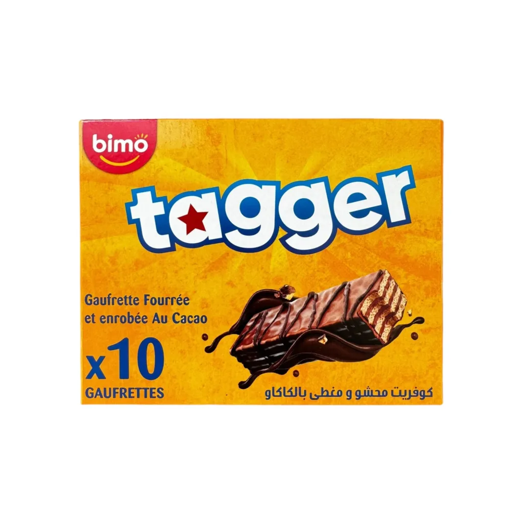 Bimo Tagger Chocolate Coated Wafer Bars — Gaufrette Fourrée (10 Pack)